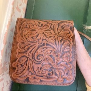 Gorgeous Patricia Nash tooled brown leather western boho crossbody bag/purse 🤩